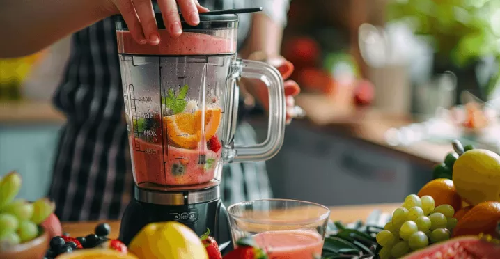 Člověk připravující si smoothie z čerstvého ovoce pro zdravý životní styl