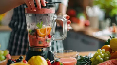 Člověk připravující si smoothie z čerstvého ovoce pro zdravý životní styl