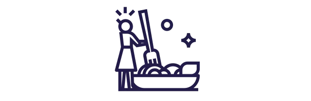 ikona ženy u velkého talíře s jídlem